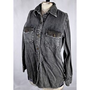 Current Elliott The Perfect Shirt Washed Black Brass Studs Size 1‎ Cotton Indie